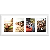 Americanflat 8x20 Collage Picture Frame in White - Displays Four 4x6 Frame Openings - Engineered Wood Panoramic Picture Frame with Shatter Resistant Glass, Hanging Hardware, and Easel