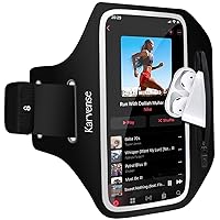 Running Phone Holder, Arm Band for Running for iPhone & Samsung Galaxy, Cell Phone Armband Holder for Walking, Gym, Workout, Men, Women, w/Adjustable Strap & Zipper Pocket (Black-L)