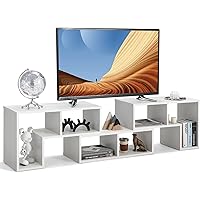 Modern Multimedia Furniture DIY Open Bookcase Shelf for Storage and Display, Suitable for Living Room Bedroom 3 Pieces Console TV Stand, White