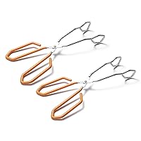 Stainless Steel Scissor Tongs, Heavy Duty, 2 Pack Kitchen Tongs for Food Cooking Barbecue BBQ Grilling and Serving Orange