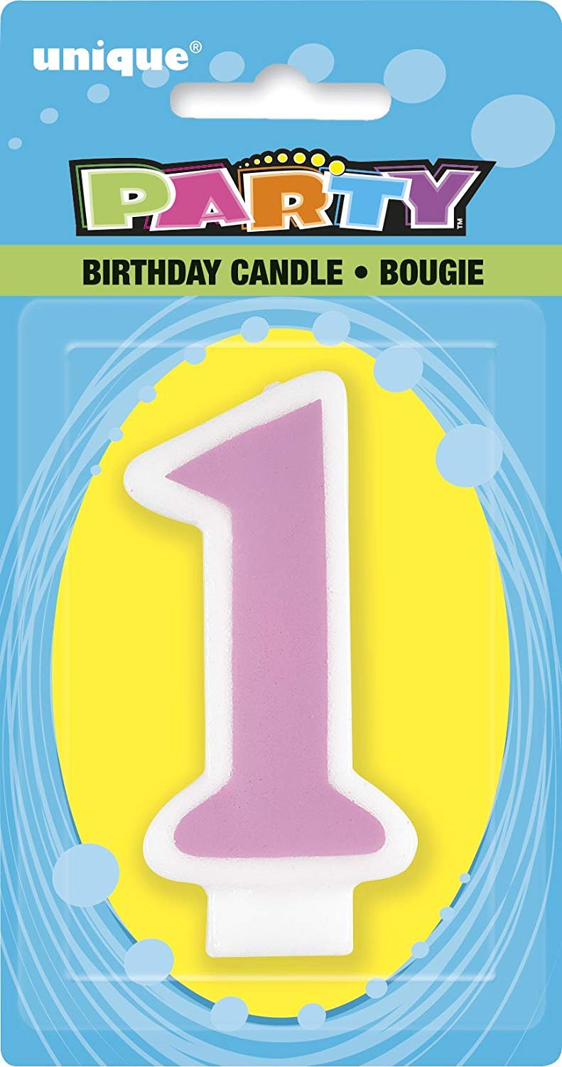 Pink 1st Birthday Candle