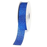 Homeford Firefly Imports Glitter Ribbon Wrapping, 7/8-Inch, 25 Yards, Royal Blue, 7/8