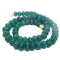 Green Round Shaped Jade Gemstone Beads 7mm Chain Mala Statement Necklace for Women