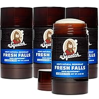 Dr. Squatch Natural Deodorant for Men 4 Pack Fresh Falls – Odor-Squatching Men's Deodorant Aluminum-Free - Odor Protection Men's Deodorant