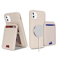Ｈａｖａｙａ for iPhone 12 Mini magsafe case iPhone 12 Mini Wallet Case with Card Holder 2 in 1 Detachable Back Cards Slot Leather Wallet Magnetic magsafe case-Off White