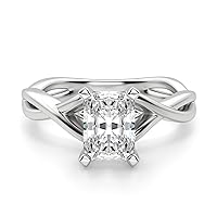 Siyaa Gems 2 CT Radiant Diamond Moissanite Engagement Ring, Wedding Ring Eternity Band Vintage Solitaire Halo Hidden Prong Setting Silver Jewelry Anniversary Promise Ring Gift