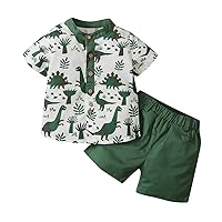 Toddler Baby Boy Clothes Short Sleeve Shirt Button Down Dinosaur Top Short Pants Summer Outfits Set