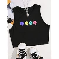 Women's Tops Sexy Tops for Women Women's Shirts Cartoon Graphic Tank Top (Color : Black, Size : Small)