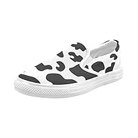 Cow Pattern Black and White Canvas Slip-on Loafer for Men