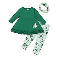 Crop Top Hoodie Outfits for Girls Toddler Baby Girls Soft Suit St.Patrick's Day Ruffles Tops Heart Romper
