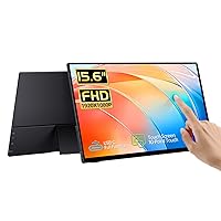 15.6'' Portable Monitor Touchscreen, FHD IPS Touch Screen with Tempered Glass, Travel Monitor with Kickstand & Speaker, HDMI USB C External Monitor for Laptop Phone Computer Xbox Switch PS4/5