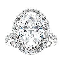 Moissanite Solitaire Engagement Ring, 10.0 ct Cushion Cut, 14k White Gold