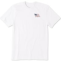 Life is Good Men's Crusher T, Short Sleeve Cotton Graphic Tee Shirt, Clean Waving Flag