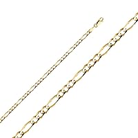 10k Yellow Gold Figaro Chain Necklace, 4.0 mm | Solid Gold Jewelry for Men Women Girls
