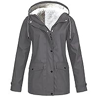 Rain Jacket Womens Waterproof with Hood Fall Lightweight Raincoat Hiking Travel Outdoor Trench Coat Windbreaker S-5XL