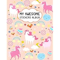 My Sticker Collecting Book Album: The Awesome Sticker book Unicorns - Blank Sticker Album For Collecting Stickers, Large Sticker Album for Kids Girls, ... Journal 8.5x11In ( Ideal Unicorns Cover )