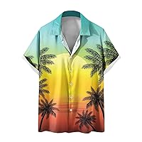 Men's Casual Shirts Short Sleeve Button Down Bowling Shirts Fashon Novelty Printed Beach Shirt Summer Regular Fit Top