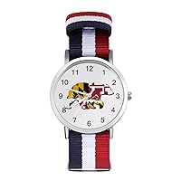 Maryland State Bear Mountain Nylon Watch Adjustable Wrist Watch Band Easy to Read Time with Printed Pattern Unisex