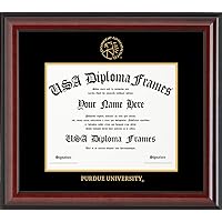 Purdue University Licensed Diploma Frame - Only Fits Bachelor's Degree Diplomas - Cherry Glossy with Black Suede Matting - Fits 7.625