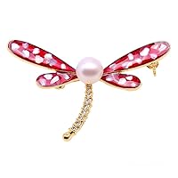 Pearl Brooch White Freshwater Pearl Brooches Pins Dragonfly-style2