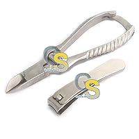 G.S PODIATRISTS NAIL CLIPPERS CUTTERS NIPPERS FOR THICK TOENAILS PLUS NAIL CLIPPERS FOR FINGERNAILS - PODIATRY INSTRUMENTS CLIPPERS WITH SAFETY POUCH.