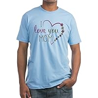 Fitted T-Shirt I Love You Mom Burlap and Pink Heart
