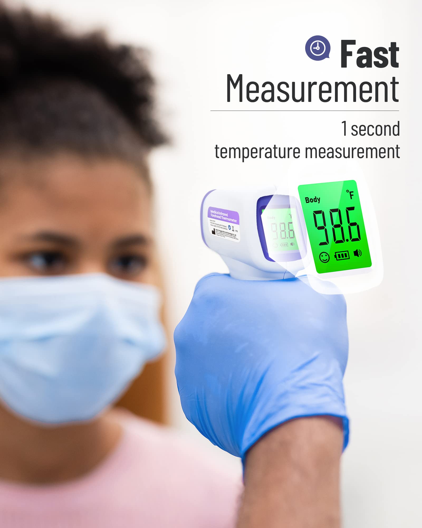 Femometer Baby Thermometers, Forehead Thermometer for Adults and Kids, Digital Infrared Thermometer with Fever Alarm and Memory Function