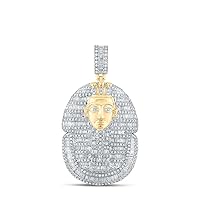 The Diamond Deal 10kt Yellow Gold Mens Baguette Diamond Pharaoh Charm Pendant 2-1/4 Cttw