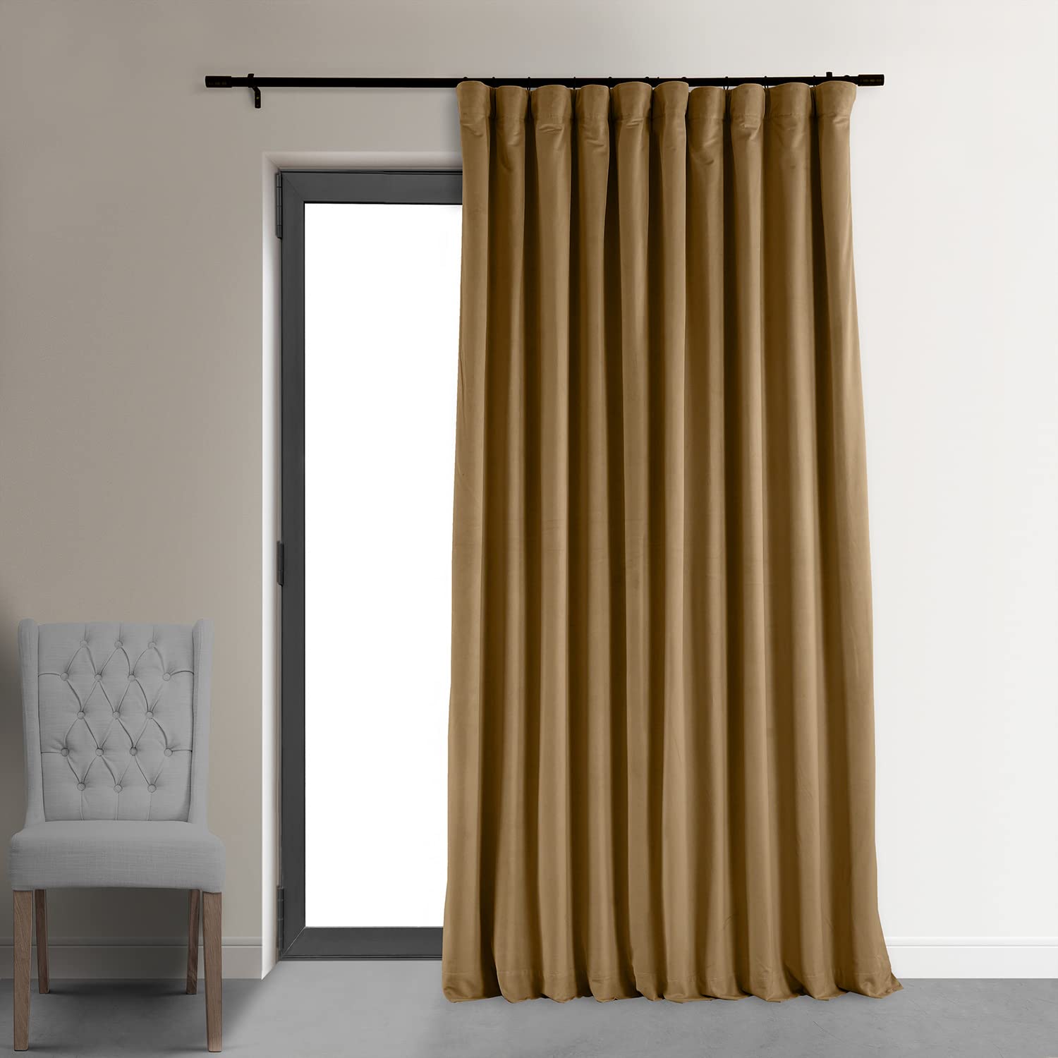 HPD Half Price Drapes Blackout Curtain Signature Velvet - Extra Wide VPCH-VET1211-96 (1 Panel), 100 X 96, Amber Gold