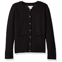 Amazon Essentials Girls' Uniform Slim Fit Cardigan Sweater, Black, X-Large
