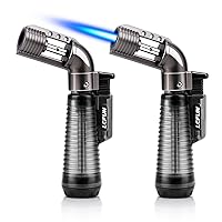 LcFun Torch Lighter 2 Pack Refillable Gas Butane Lighter Windproof Flame Lighter Single Jet Lighters Butane Torch Lighter for Candle, Campfire, Outdoor Fire Pit, Grill, Camping -Butane NOT Included