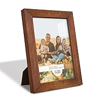 Renditions Gallery 5x7 inch Picture Frame Modern Style Wood Pattern and High Definition Glass Ready for Wall and Tabletop Photo Display, Walnut Frame
