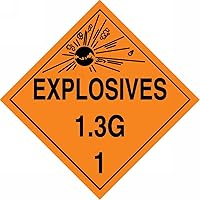 Accuform MPL122VP1 Plastic Hazard Class 1/Division 3G DOT Placard, Explosives 1.3G 1