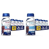 Ensure Plus Nutrition Shake, 24 Count, With 16 Grams of Protein, Meal Replacement Shakes, 8 Fl Oz & Original Dark Chocolate Nutrition Shake | Meal Replacement Shake | 24 Pack