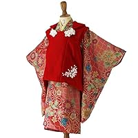 Red Peach Kimono x Red Cloth Catherine Cottage Shichi-Go-San Kimono Coat 3 Years Old