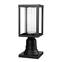 Globe Electric 60000019 12W LED Integrated Outdoor Post Mount Light Fixture, Black, Bubble Glass Shade, Base Adapter Included, Outdoor Lighting Modern, Front Porch Décor