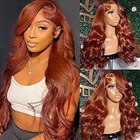 Nadula Copper Brown Body Wave 13x4 Lace Front Wigs Human Hair Pre Plucked with Baby Hair Glueless Maple Brown Lace Frontal Wigs 150% Density Rich Burnished Brunette Color 22inch