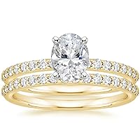 Oval Cut Moissanite Engagement Ring Set, 1ct VVS1 Colorless Stone, Sterling Silver Anniversary Promise Ring Gift
