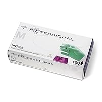 Medline Professional Powder-Free Textured Nitrile Exam Gloves with Aloe Vera, Green, Medium - Ideal for Medical Professionals & Home Use, Pack of 1000