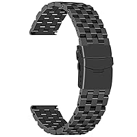 18mm 20mm 22mm 24mm 26mm Stainless Steel Watch Band Replacement Metal Brushed Watch Strap Bracelet Deployment Double FlipLock Buckle Silver Black