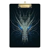ALAZA Anime Dragon Firing Clipboards for Kids Student Women Men Letter Size Plastic Low Profile Clip, 9 x 12.5 in, Golden Clip