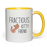 Veterinarian 2Tone Yellow Mug 11oz - fractious kitty friend - Pathologist Med Tech Animal Lover Pet Veterinary Clinic Doctor Funny Gag Joke