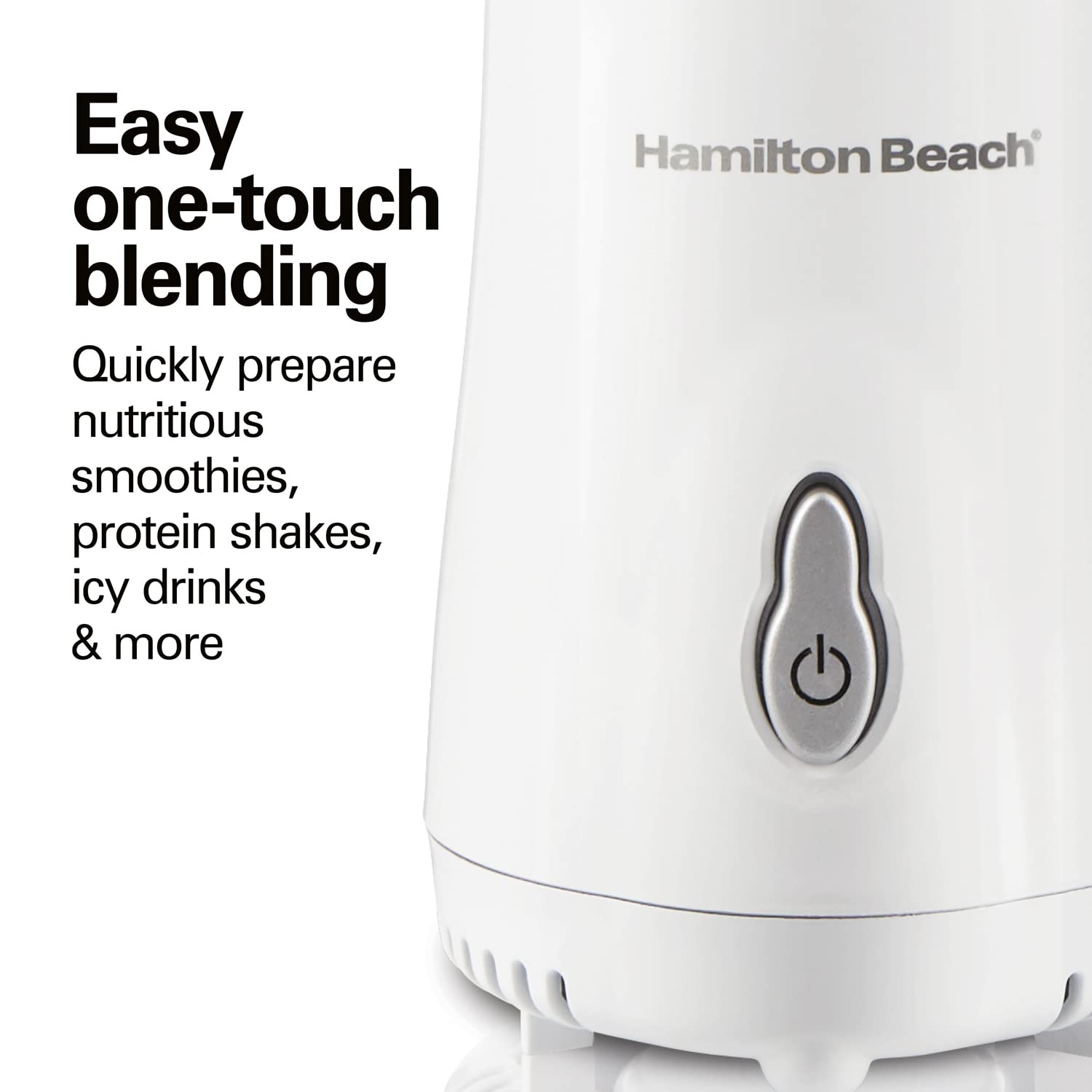 Hamilton Beach Portable Blender for Shakes and Smoothies with 14 Oz BPA Free Travel Cup and Lid, Durable Stainless Steel Blades for Powerful Blending Performance, White ( 51101V)