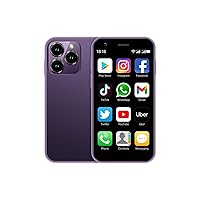 Soyes XS16 Mini 4G Smartphone 3.0 Inch Quad Core Dual Sim Ultra Thin Unlocked Android 10.0 Card Mobile Phone WiFi Bluetooth Hotspot Student Pocket Cellphone (Purple 3GB+64GB)