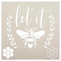 Let It Bee with Laurels Stencil by StudioR12 | Craft DIY Inspirational Home Decor | Paint Spring Wood Sign | Reusable Mylar Template | Select Size (12 inches x 12 inches)