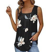 Loose Tank Tops for Women Summer Vintage Printed Blouse Lightweight Breathable Tops Womens Trendy Boho Tank Tops