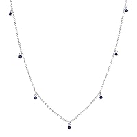 Dazzlingrock Collection 2mm Round Gemstone or Diamonds Station Necklace for Her in 925 Sterling Silver