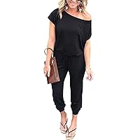 Pretty Garden Womens Summer Casual Off Shoulder Loose Jumpsuit Rompers
