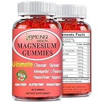 Magnesium Glycinate Gummies w/Triple Sleep Magnesium Threonate Apigenin Theanine Plus Passion Flower, Lemon Balm, Sugar Free 100% Chelated Calm Magnesium Gummies for Sleep, Stress-Free, Relax