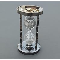 5 Min's Nautical Hourglass Timer, Solid Brass Hourglass Sand Timer with Fully Functional Compass on Both Sides (Antique Maritime Compass) (SW0076)